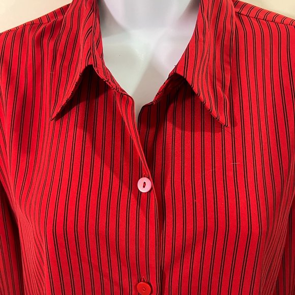 Chaus & Co Red With Black Straps Blouse - Picture 1 of 6